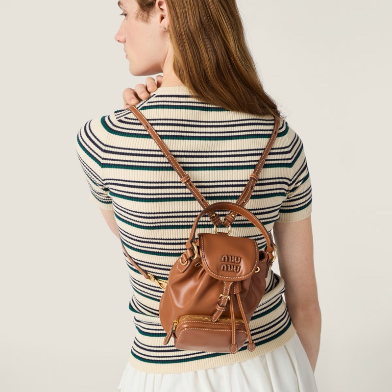 促銷品 Miu Miu 迷你皮革背囊 干邑色-3