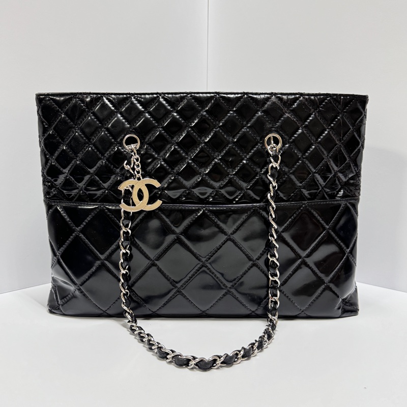 【激甜釋出⏰】 Chanel 香奈兒 黑銀菱格紋 托特包 專櫃26萬！-5