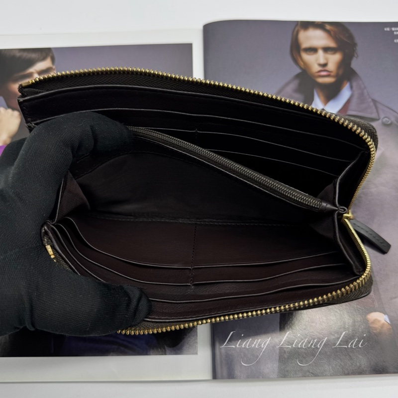 GUCCI 古馳 Guccissima GG小牛皮深咖啡色拉鍊長夾-9