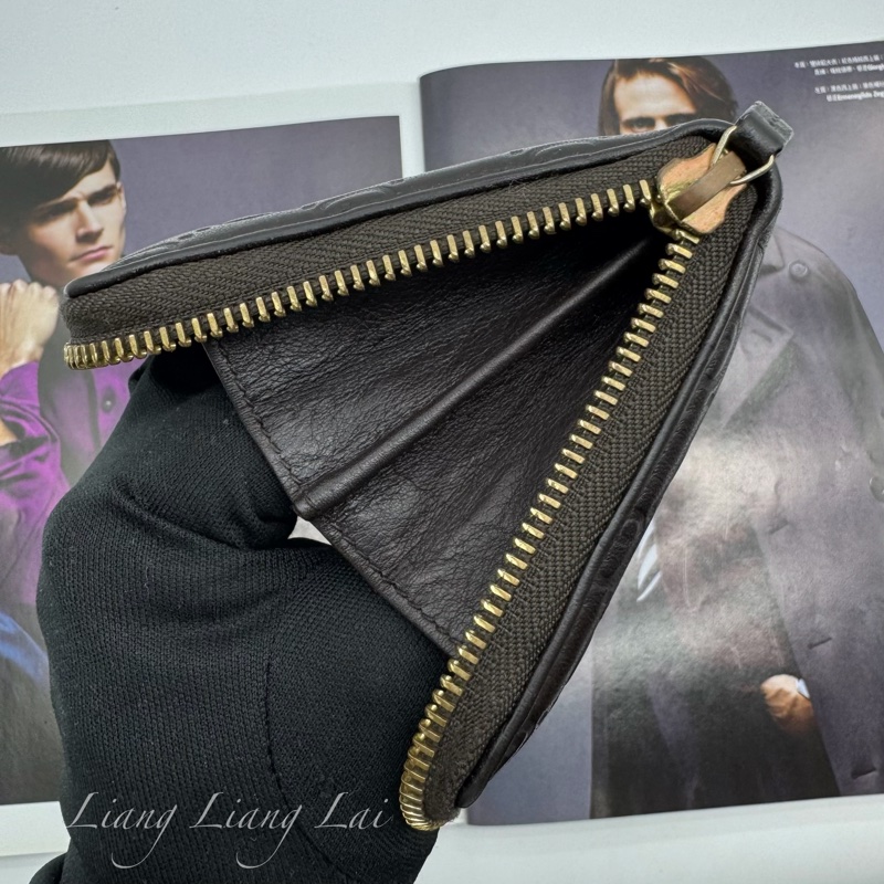 GUCCI 古馳 Guccissima GG小牛皮深咖啡色拉鍊長夾-12