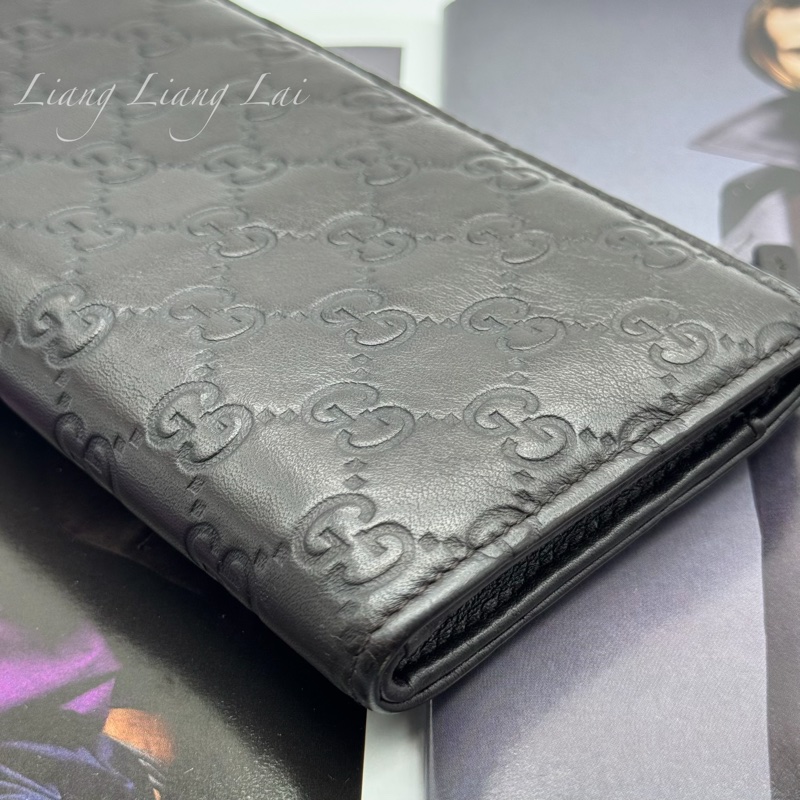 GUCCI 古馳 Guccissima GG小牛皮深咖啡色拉鍊長夾-23