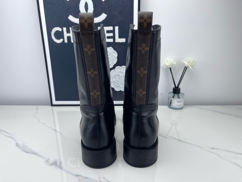 Louis vuitton路易威登 lv黑色老花三角盾標中筒靴 36.5碼 下地一次 98新-2