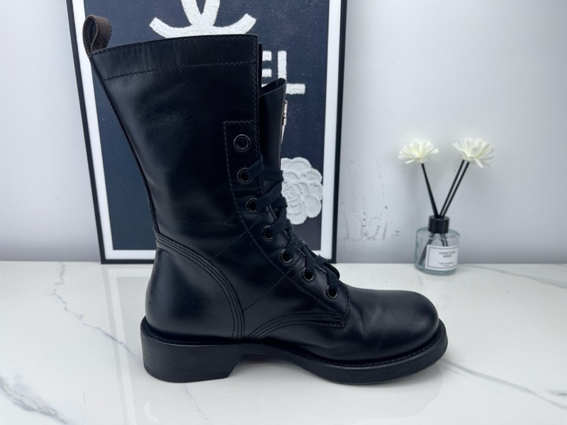 Louis vuitton路易威登 lv黑色老花三角盾標中筒靴 36.5碼 下地一次 98新-4