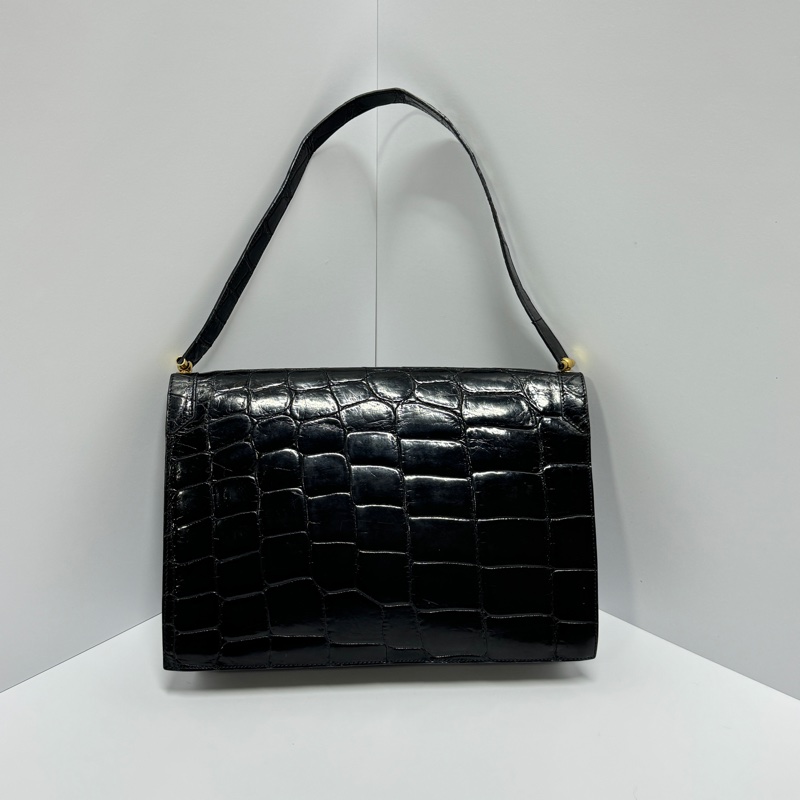 【極新🎁】 Dior 真鱷魚皮 黑金 肩背包+腋下包 專櫃20多萬！-9