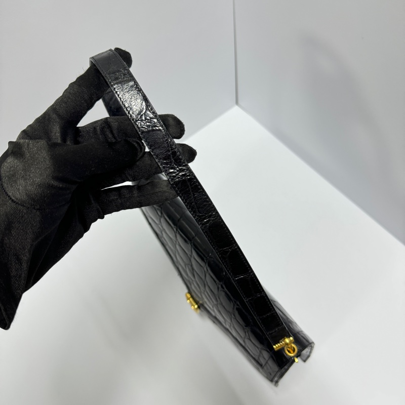 【極新🎁】 Dior 真鱷魚皮 黑金 肩背包+腋下包 專櫃20多萬！-12