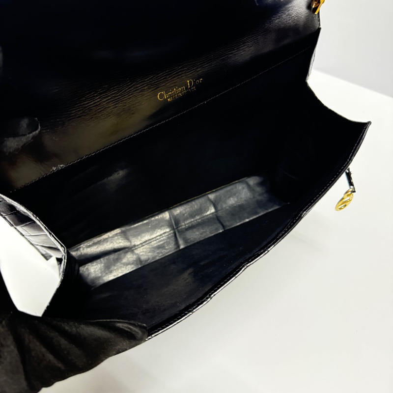 【極新🎁】 Dior 真鱷魚皮 黑金 肩背包+腋下包 專櫃20多萬！-16