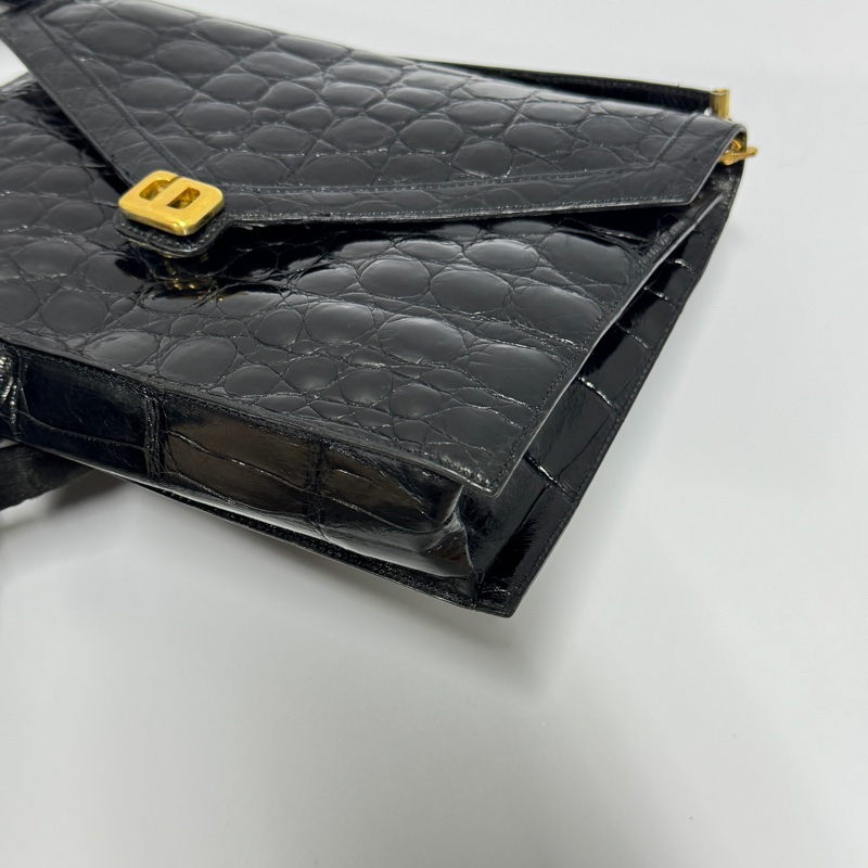 【極新🎁】 Dior 真鱷魚皮 黑金 肩背包+腋下包 專櫃20多萬！-18