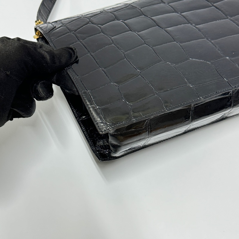 【極新🎁】 Dior 真鱷魚皮 黑金 肩背包+腋下包 專櫃20多萬！-19