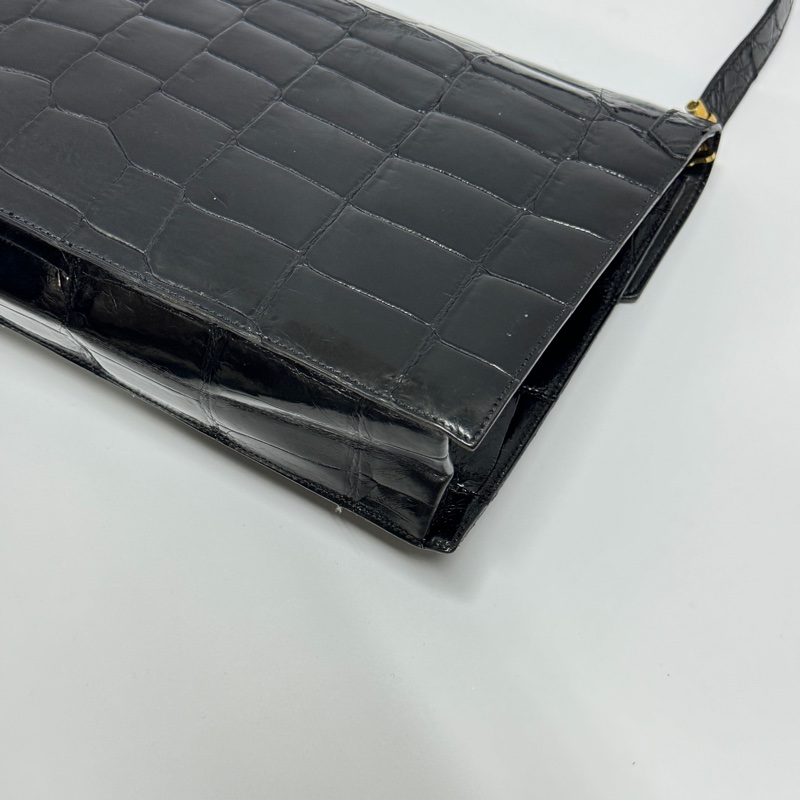 【極新🎁】 Dior 真鱷魚皮 黑金 肩背包+腋下包 專櫃20多萬！-20