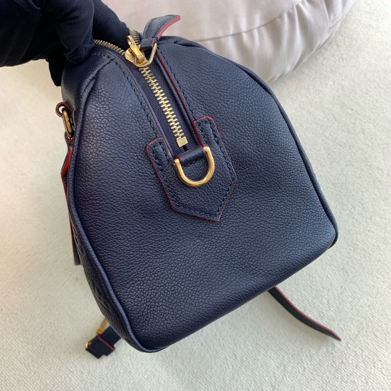 Louis Vuitton • 經典老花深藍色全皮壓紋Speedy 25-7