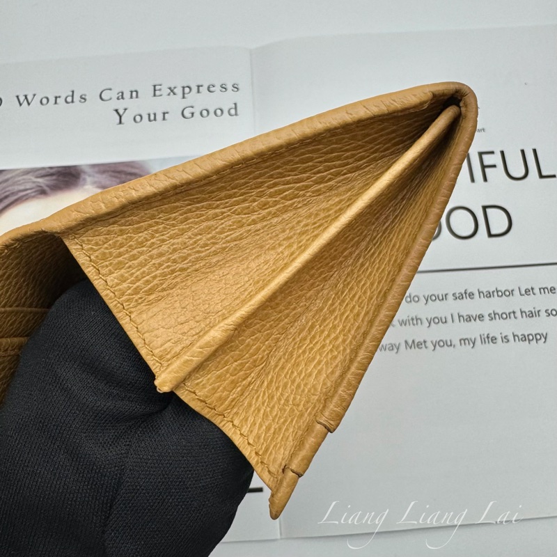 GUCCI 古馳 經典LOGO荔枝紋焦糖棕扣式長夾-15