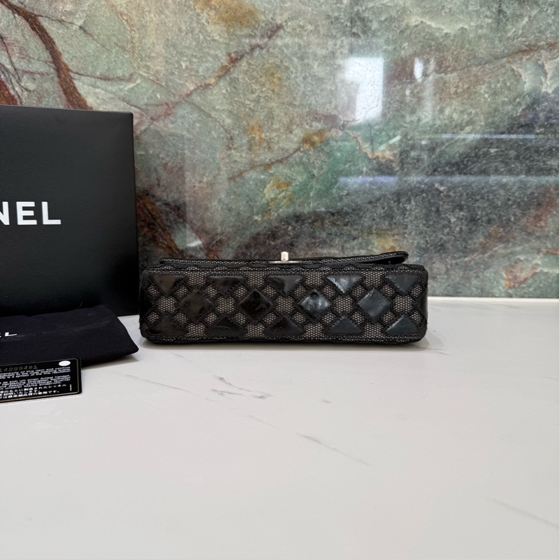Chanel • Cf 25 稀有鏤空蕾絲拼皮 中號翻蓋包-4