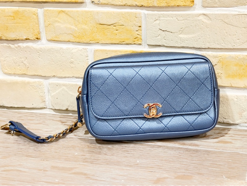 Chanel 腰包/相機包/胸包 珠光金屬藍-0