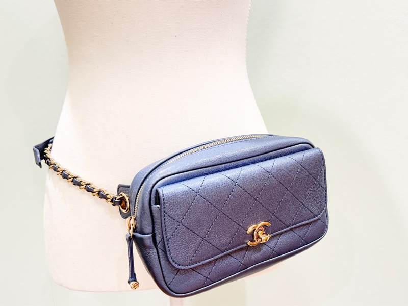Chanel 腰包/相機包/胸包 珠光金屬藍-3