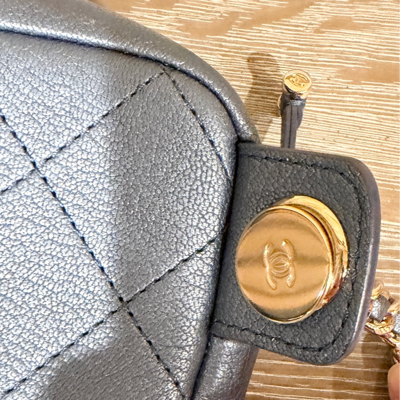 Chanel 腰包/相機包/胸包 珠光金屬藍-12