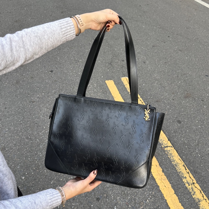 【極新🎁】 YSL 黑老花 全牛皮材質 肩背包 專櫃98000!-3