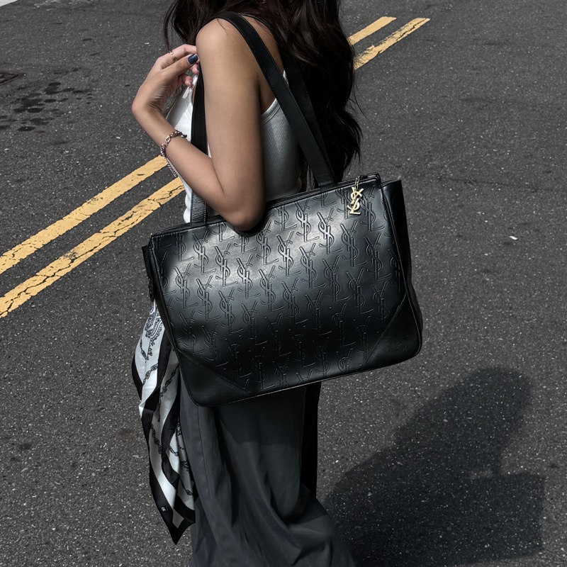 【極新🎁】 YSL 黑老花 全牛皮材質 肩背包 專櫃98000!-22