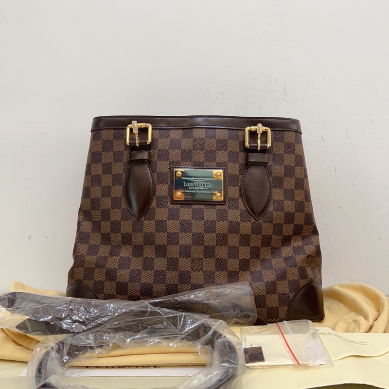 全新閒置❤LV 路易威登 hampstead棕棋盤格手提包，尺寸：35/28-0
