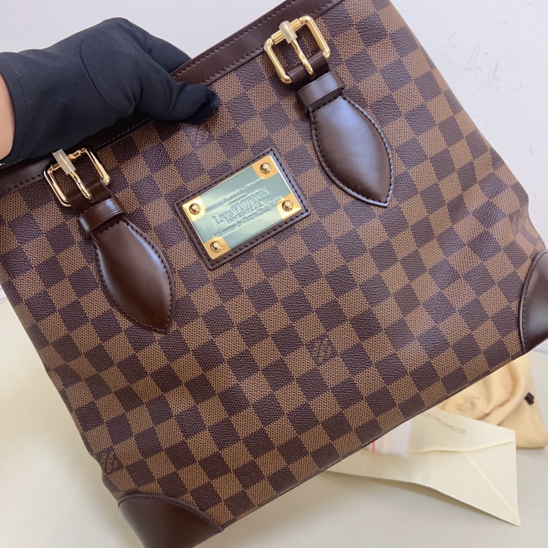 全新閒置❤LV 路易威登 hampstead棕棋盤格手提包，尺寸：35/28-2