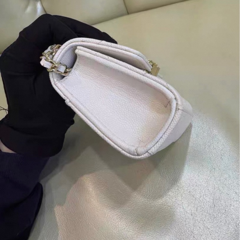 ✨全網最平 Chanel 23p kelly mini 白金 魚子醬牛皮 93新 晶片款-5