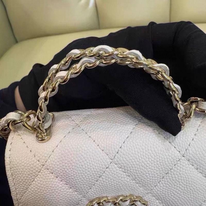 ✨全網最平 Chanel 23p kelly mini 白金 魚子醬牛皮 93新 晶片款-7