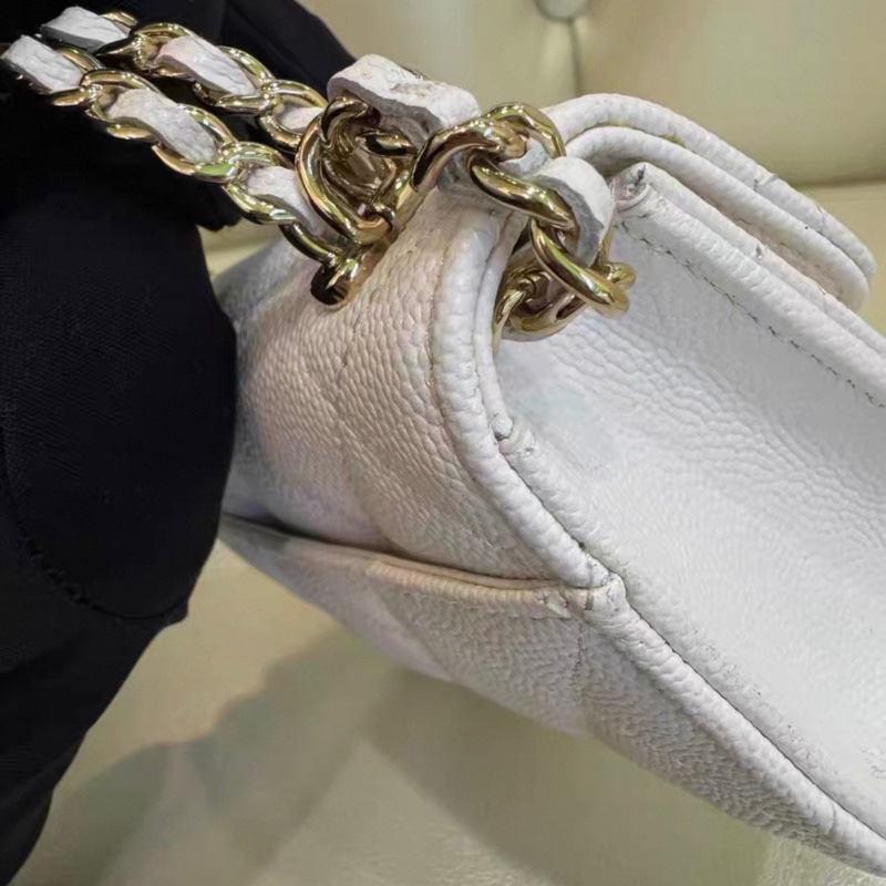 ✨全網最平 Chanel 23p kelly mini 白金 魚子醬牛皮 93新 晶片款-8