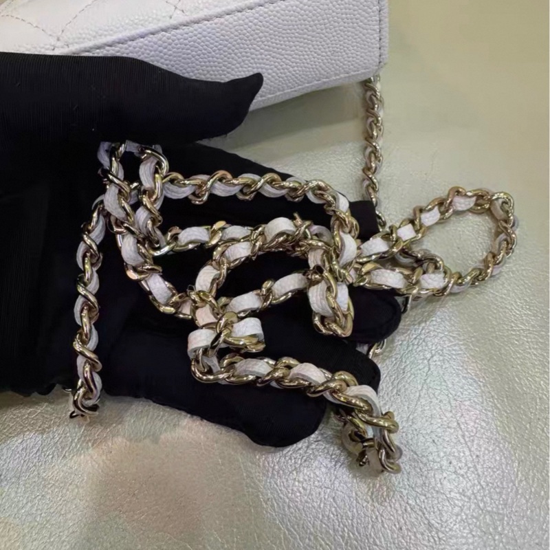 ✨全網最平 Chanel 23p kelly mini 白金 魚子醬牛皮 93新 晶片款-9