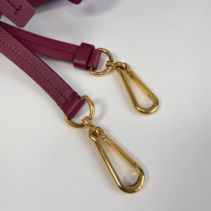 LV 紫紅色全皮款老花壓紋 speedy25 波士頓枕頭包-13