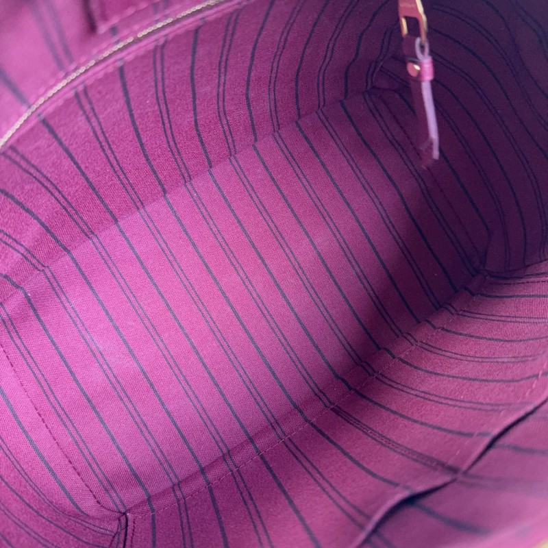 LV 紫紅色全皮款老花壓紋 speedy25 波士頓枕頭包-14