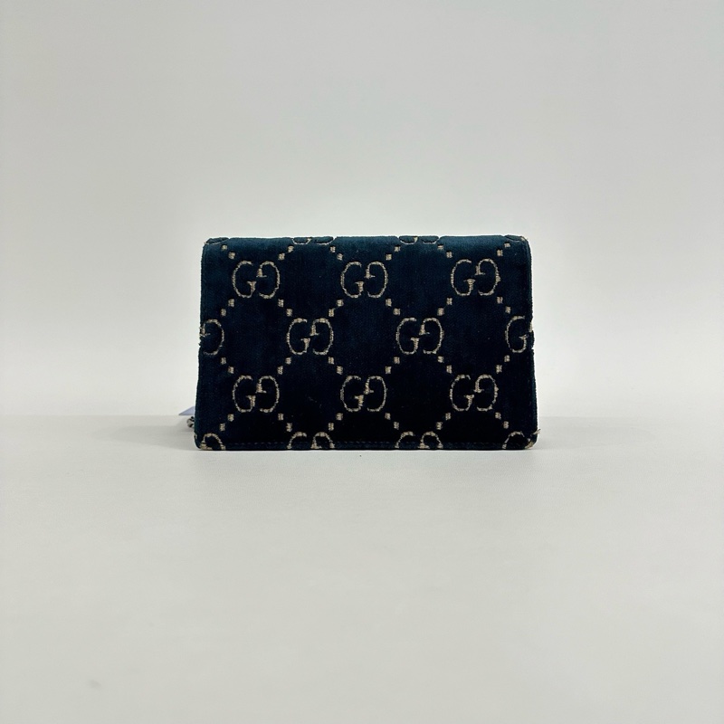 95新❤️Gucci/古馳藍色絲絨mini鑽扣酒神單肩鏈條包-0