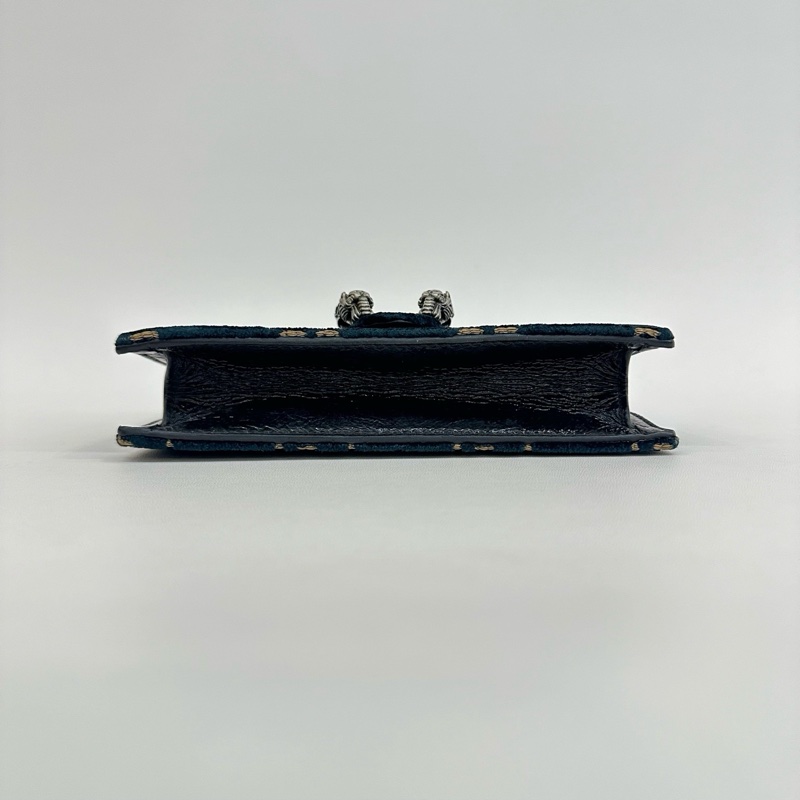 95新❤️Gucci/古馳藍色絲絨mini鑽扣酒神單肩鏈條包-4