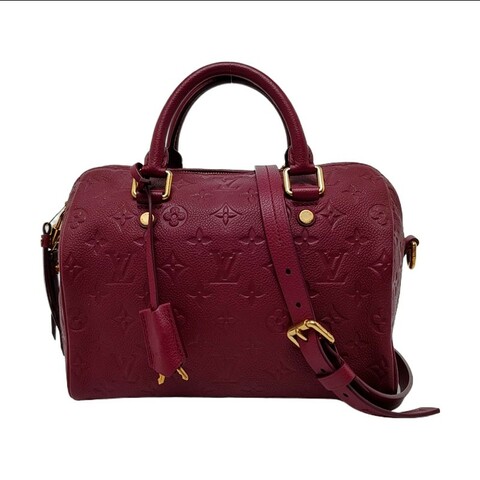 LV speedy25 紫紅色牛皮壓紋手提包肩背包