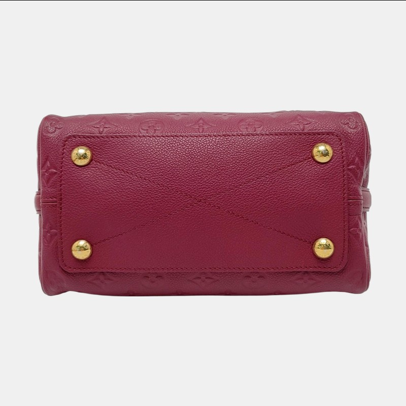 LV speedy25 紫紅色牛皮壓紋手提包肩背包-4