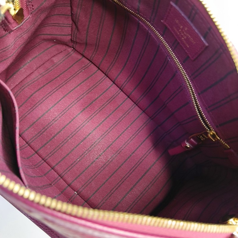 LV speedy25 紫紅色牛皮壓紋手提包肩背包-5