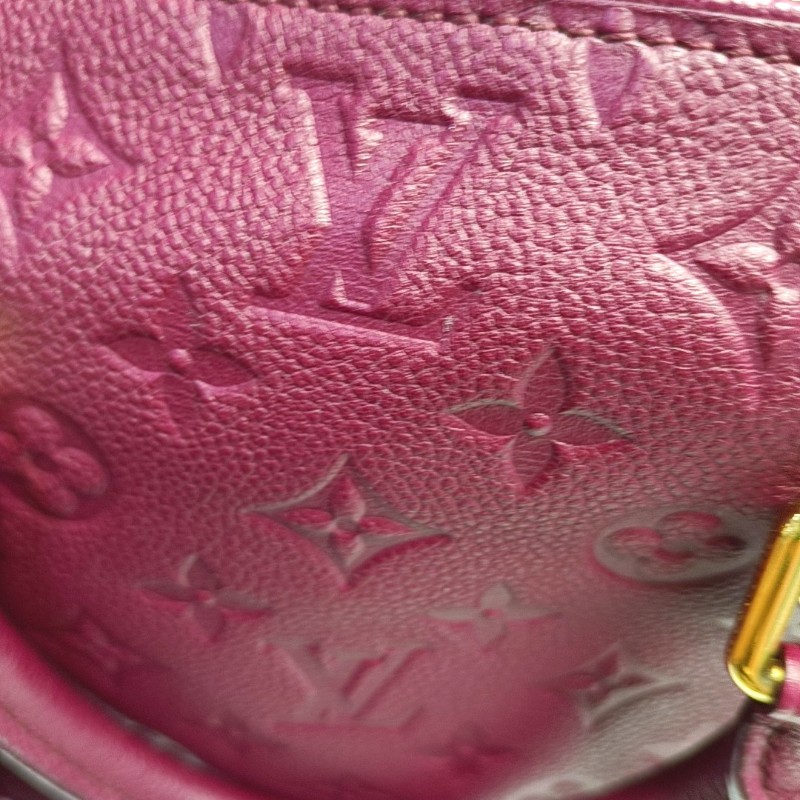 LV speedy25 紫紅色牛皮壓紋手提包肩背包-7