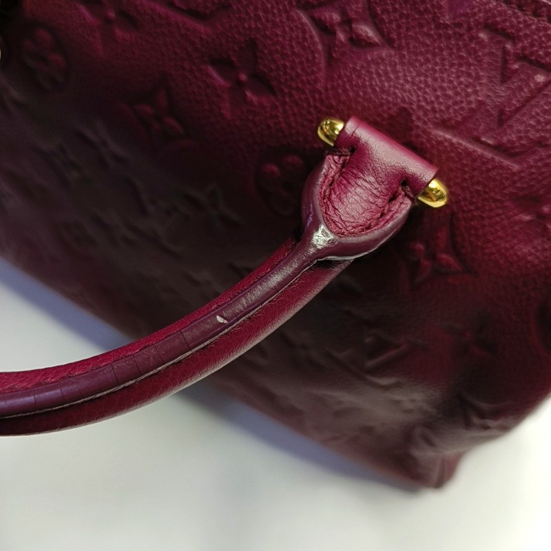 LV speedy25 紫紅色牛皮壓紋手提包肩背包-8