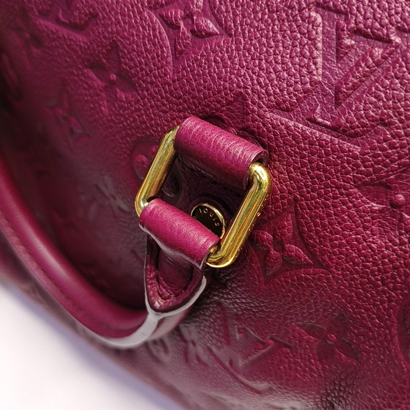 LV speedy25 紫紅色牛皮壓紋手提包肩背包-9