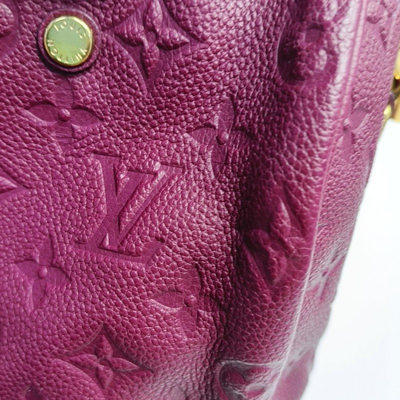 LV speedy25 紫紅色牛皮壓紋手提包肩背包-12