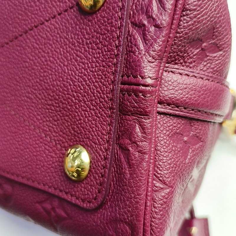 LV speedy25 紫紅色牛皮壓紋手提包肩背包-13