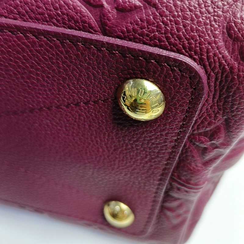 LV speedy25 紫紅色牛皮壓紋手提包肩背包-15