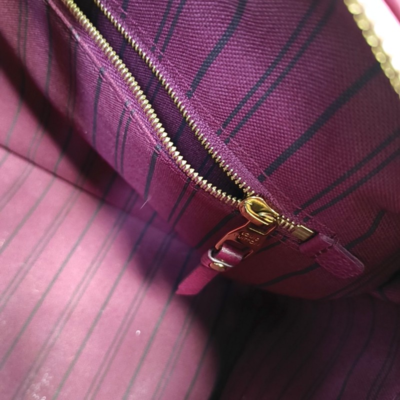 LV speedy25 紫紅色牛皮壓紋手提包肩背包-16