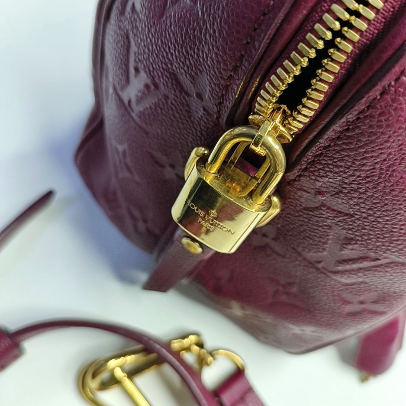 LV speedy25 紫紅色牛皮壓紋手提包肩背包-20