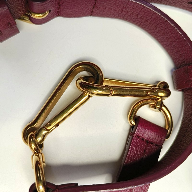 LV speedy25 紫紅色牛皮壓紋手提包肩背包-21