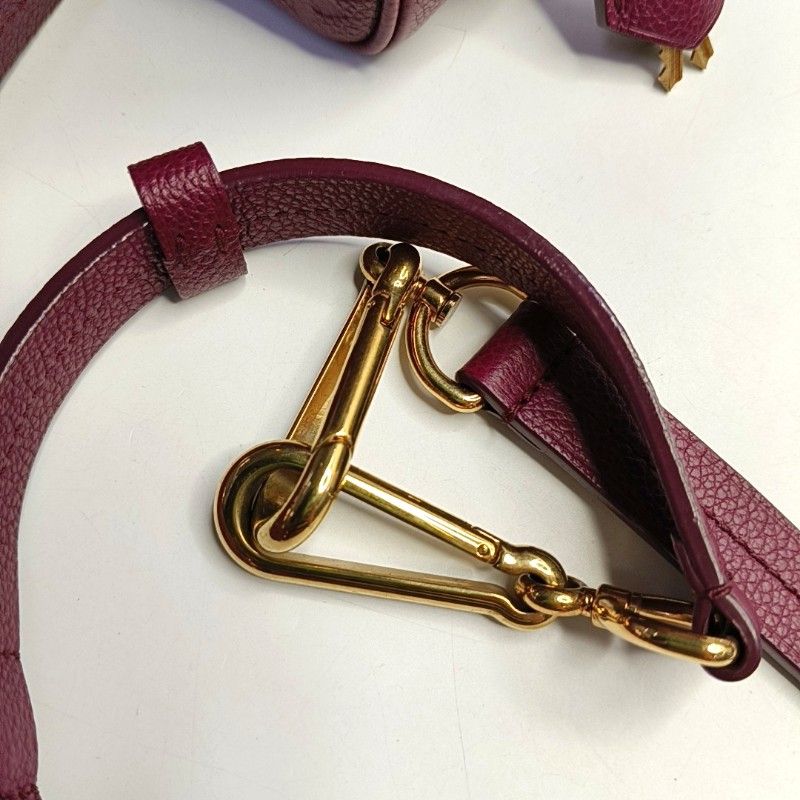 LV speedy25 紫紅色牛皮壓紋手提包肩背包-22