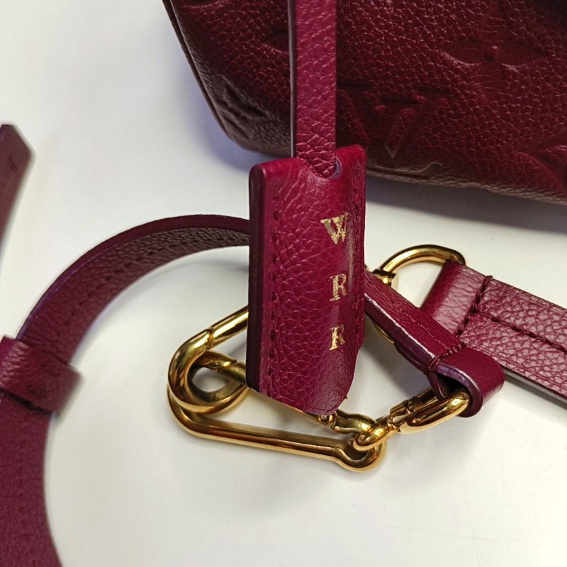 LV speedy25 紫紅色牛皮壓紋手提包肩背包-23