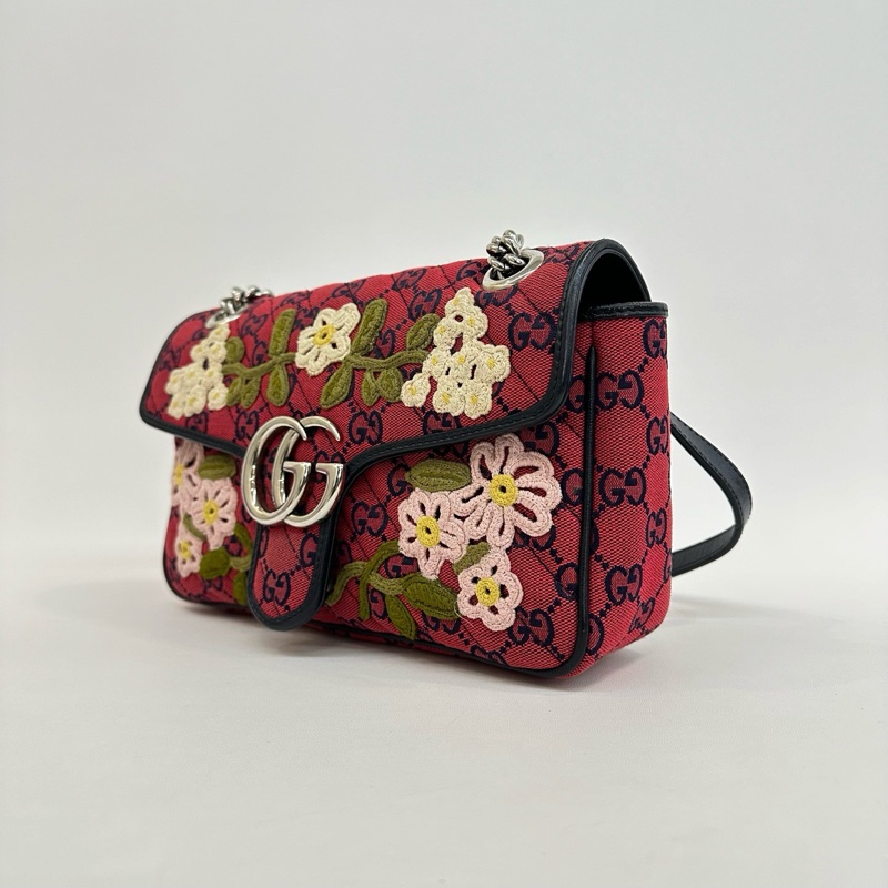 98新❤️Gucci/古馳紅色花朵刺繡馬蒙26-2