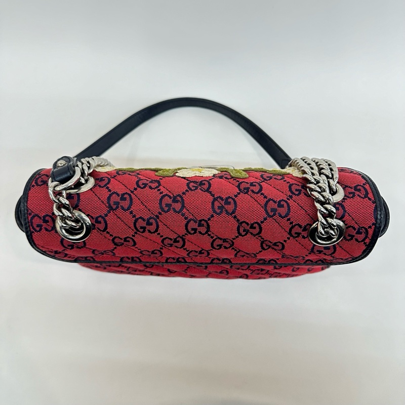 98新❤️Gucci/古馳紅色花朵刺繡馬蒙26-4