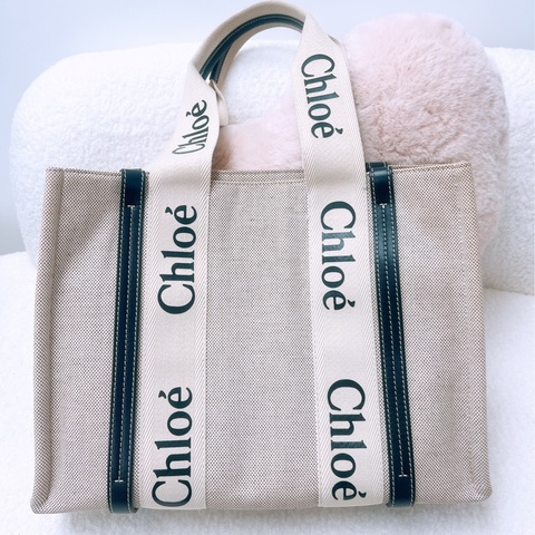 Chloe woody 中號帆布肩背包