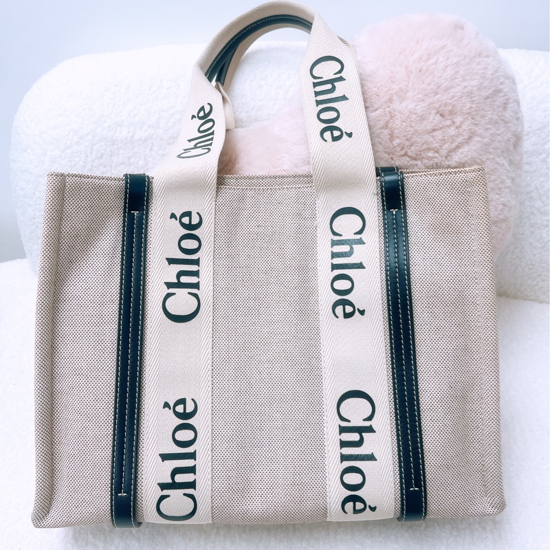 Chloe woody 中號帆布肩背包-0