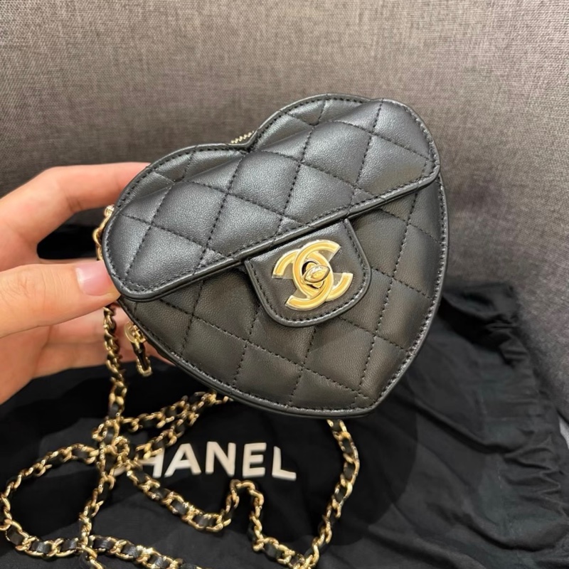 ✨全網最平 Chanel Heart Flap心型包 羊皮 黑色 31開 97新-2